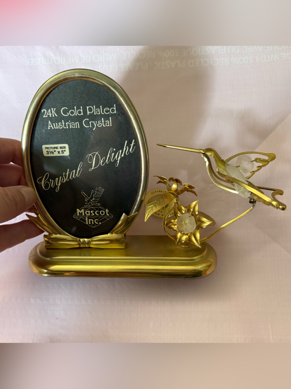 Mascot International "Crystal Delight" 24K Gold Plated Hummingbird Frame #3